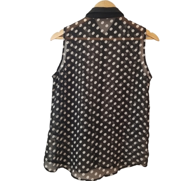 Porta Fortuna Sheer Polk a Dot button down blouse - Picture 2 of 10